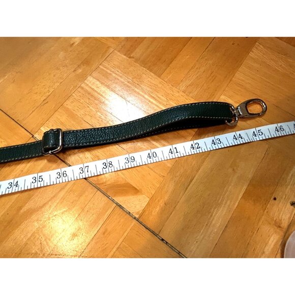 Adjustable Faux Leather & Canvas Bag Strap Green Silver Clips 45 Inches Long - Picture 6 of 6